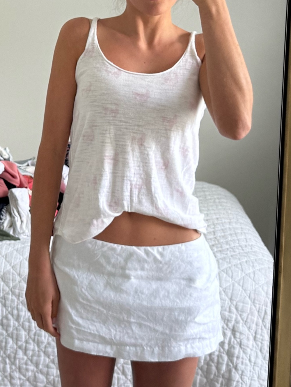 Skull Cashmere White Lightweight Tank Top